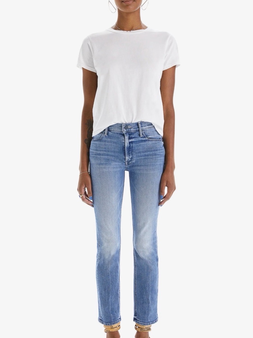 MOTHER dazzler shift Light Blue Straight-Leg Jeans 25 worn twice.